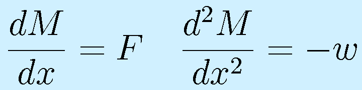 \frac{dM}{dx}=F~~~\frac{d^2M}{dx^2}=-w