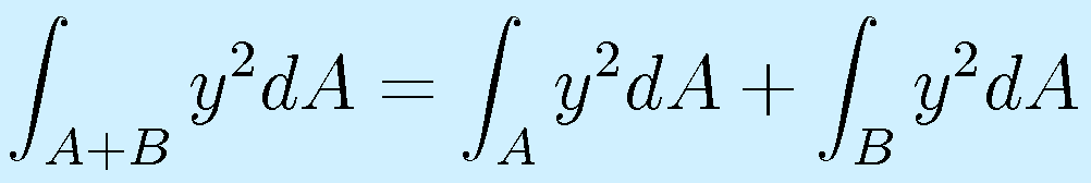 \int_{A+B}y^2dA=\int_Ay^2dA+\int_By^2dA