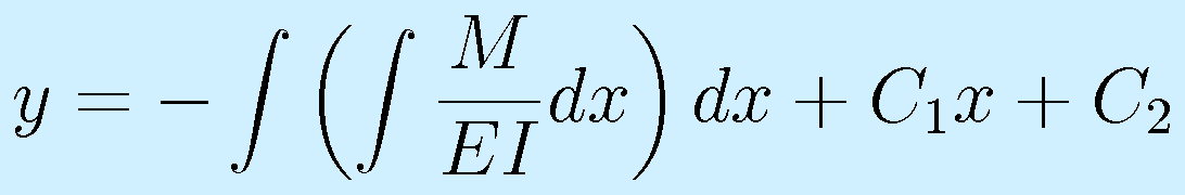 y=-\int\left(\int\frac{M}{EI}dx\right)dx+C_1x+C_2