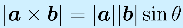 |\vect{a}\times\vect{b}|=|\vect{a}||\vect{b}|\sin\theta