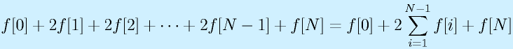 f[0]+2f[1]+2f[2]+\cdots+2f[N-1]+f[N]=f[0]+2\sum_{i=1}^{N-1}f[i]+f[N]