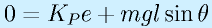 0=K_Pe+mgl\sin\theta