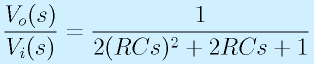 \frac{V_o(s)}{V_i(s)}=\frac{1}{2(RCs)^2+2RCs+1}