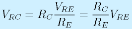V_{RC}=R_C\frac{V_{RE}}{R_E}=\frac{R_C}{R_E}V_{RE}
