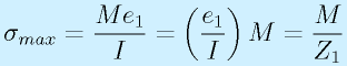 \sigma_{max}=\frac{Me_1}{I}=\left(\frac{e_1}{I}\right)M=\frac{M}{Z_1}