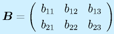 \vect{B}=\left(\begin{array}{rrr} b_{11}&b_{12}&b_{13}\\b_{21}&b_{22}&b_{23}\end{array}\right)