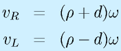 v_R&=&(\rho+d)\omega\nonumber\\v_L&=&(\rho-d)\omega