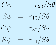 \Cph&=&-r_{23}/\Sth\nonumber\\  \Sph&=&r_{13}/\Sth\nonumber\\           \Cps&=&r_{32}/\Sth\nonumber\\  \Sps&=&r_{31}/\Sth